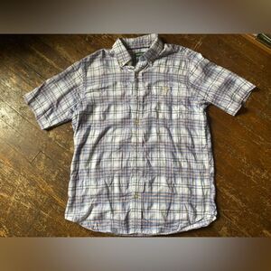 Orvis Classic Fit Casual Plaid Shirt Blue & Brown Men’s size MD